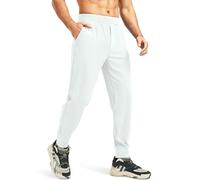 Blouty Men's Joggers Pants with Zipper Pockets Stretch Workout Athletic Sweatpants Gym Golf Joggers for Men Casual Running Exercise, White, 3X-Large