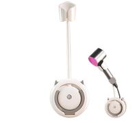 Blow Dryer Holder Wall Mounted, 5x13.2 Inch Plastic Hair Dryer Stand Hands Free with Bendable Neck, Blow Stand with Hooks & Foldable Bracket for Bathroom Organization