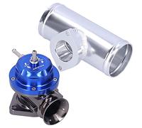 Blow Off Valve, Universal Aluminum Billet Turbo Blow Off Valve BOV, Professional Dump Valve BOV with 2.5in Flange Pipe & 8 Discharge Ports for Racing Car, Intake Tract Pressure Relief(Blue)