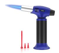 Blow Torch for Cooking, Refillable Kitchen Blow Torch, Mini Torch Lighter with Safety Lock and Adjustable Flame for Desserts, Creme Brulee, BBQ, Blue-Black (Gas Not Included)