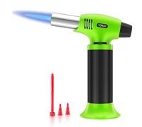Blow Torch for Cooking, Refillable Kitchen Blow Torch, Mini Torch Lighter with Safety Lock and Adjustable Flame for Desserts, Creme Brulee, BBQ, Green-Black (Gas Not Included)