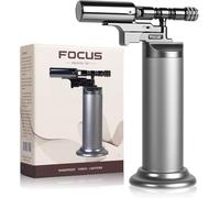 Blow Torch Kitchen, 1300°C Windproof Lighter Refillable Butane, Cooking Torch with Safety Mode & Adjustable Flame for Creme Brulee, BBQ, Camping, Soldering (Gas Not Included)