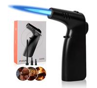 Blow Torch - Refillable Butane Gas Lighter with Adjustable Flame & Safety Lock - Kitchen Torch for Creme Brulee, Cooking, Soldering - Small Torch for Camping, DIY, BBQ (Butane Gas Not Included)
