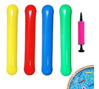 Blow Up Pool Noodles - 4 Piece Inflatable Floats, PVC Pool Sticks, Inflatable Pools Noodles with Air Pump Swimming Pools River Lake | Water Float Sticks for Beach Party Holiday Vacation