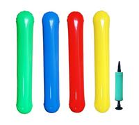 Blow Up Pool Noodles - 4-piece PVC Buoyancy Games With Air Pump | Inflatable Pool Noodle Float | Portable Inflation Tools For Lake Beach Party Vacation Holiday Weekend Gathering River Supplies