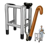 Blow Up Zimmer Frame, Inflatable Blow Up Walking Stick, Inflatable Walking Stick Set, Novelty Gag Joke, Birthday Retirement Novelty Prank Decorations, Crutches + Scaffolds