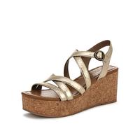 Blowfish Malibu Women's Aurora Wedge Sandal, Gold Faux Leather, Medium Fit, UK 4