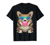 Blowing Bubble Gum Corgi Y2K Cyber Sunglasses Dog Value Graphic T-Shirt, Men, Black, XL