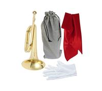 Blowing Bugle, Scout Bugle, Signal Musical Instrument, Solid Copper and Brass Bugle Trumpet for Orchestra, Style C