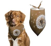 Blown Dandelion Blossom Dog Bandanas for Feeding Grooming, Triangle Pet Bibs Washable Pets Scarf for Cats & Dogs