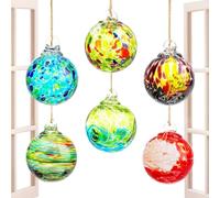 Blown Glass Balls - Creative Blown Glass Ball Decor - 6 Hangable Friendship Balls, Hand Blown Glass Christmas Ornament for Window Outdoor Home Decor