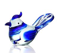 Blown Glass Bird Figurines Collectibles Blue Jay Statue Ornament Decor Crystal Animal Paperweight Gift