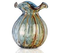 Blown Gradient Glass Art Vase - Transparent, Unique, Modern Art - Wide Mouth for Living Room, Wedding, Dining Table, Office Center Table Display Flower