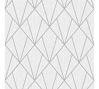 Blown Vinyl Heavyweight Indra Geometric Wallpaper Silver Sample