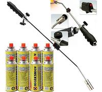 Blowtorch Weed Burner Killer | Ideal for Garden Outdoor Moss Fungus De-Icing Pavements, De-Freezing Brass Water Pipes and Lighting BBQ Grills | Adjustable Flame (Weed Wand + 8 Canisters)