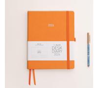 BLOX Desk Diary 2026 (Clementine) - large desk 2026 diary - Jan to Dec 2026 - Week-To-View with 4 column GRID layout - organise and plan your busy life