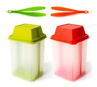 BloxBerry Pickle Jar with Strainer Insert - Set of 2 - Plastic Leak Proof Food Saver Container - For Fresh Fruit or Pickled Vegetables - Complete with Tongs