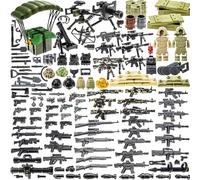BloxBrix 180 pcs Weapons-Machine-Guns-rifles Applicable to Major brands, minifigures-add-ons-Militarybase-toy-Soldiers-Police, WW2-Modern-Swat-Battle-Ammo-Belt-gas mask-Decations for Army-men