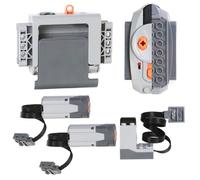 BloxBrix 5pcs technic-Parts-Pieces Applicable to Major-Brand Power-Functions M-Motor-Sets-AA Battery Box, IR Remote Control, Engine Parts