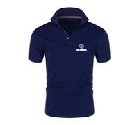BLPOTA Men‘s Polo Shirts Half Sleeve for SCANIA Plain Soft Short Sleeved Contrasting Colors T-Shirt Collared Printing Activewear Stretch Active Tee Top Clothes-Dark Blue||XXL