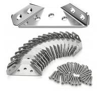 BLPRKOT 20 PCS Angle Brackets, Right Corner Shaped Bracket, Stainless Steel Corner Brace With 120 Screws, Brackets for Wood and for Furniture Fixation and Metal Repair Connector