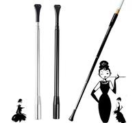 BLPRKOT Pack of 2 Cigarette Holder Women's Slim Extendable 17-35 cm, Metal Cigarette Holder for Carnival, 20s Costume Accessories & Cosplay Props, Black and Silver