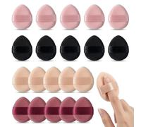 BLPRKOT Pack of 20 Finger Powder Puff, Mini Sponges Powder Puff, Face Sponge Powder Puff Triangle Makeup for Foundation Concealer Primer Wet and Dry Makeup Tools (Multi-Colour)