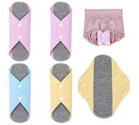 BLPRKOT Pack of 4 Washable Cotton Pantiliners, 20 x 23 cm, Reusable Fabric Pads with Graphene Layer, Leak-Proof Panty Liners, Washable for Women, Menstruation and Incontinence Pads