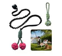 Blrmba Interactive Bungee Tug-of-War Dog Toy Set for Dogs: Dual-Cherry Chew Balls & Thickened Double-Knot Rope - Heavy Duty Elastic Strap for Outdoor Backyard Tree Hanging, Tug & Bonding Play, 3PCS