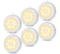 BLS Motion Sensor Light Indoor, AA66 AA Battery Powered Light, Under Cabinet Light, Battery Led Light, Closet Lights, Stick on Wireless Puck Lights for Hallway, Stairway, Kitchen, Dimmable (6 Packs)