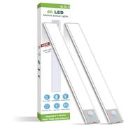 BLS Under Cabinet Lights, 46 LED lights Battery Operated Motion Sensor Light Indoor, USB C Rechargeable Closet Lights Motion Sensored, 1500mah Wireless Magnetic Light for Kitchen Night Stairs (2 Pack)