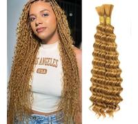 BLTYXT Deep Wave Bulk Hair 24 Inch 6 Bundles Synthetic Braiding Hair Curly Crochet Hair Boho Braids Natural Color for Hair Extensions (27, 24 Inch（6 Bundles）)