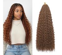 BLTYXT Goddess Boho Box Braids Crochet hair 18 Inch 8 Packs Pre Looped Water Wave Crochet Hair for Women Hair Extension (30, 18 Inch(8 Packs))