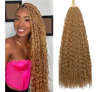 BLTYXT Goddess Boho Box Braids Crochet hair 24 Inch 8 Packs Pre Looped Water Wave Crochet Hair for Women Hair Extension (27, 24 Inch(8 Packs))