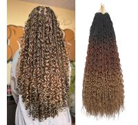 BLTYXT Goddess Boho Box Braids Crochet hair 24 Inch 8 Packs Pre Looped Water Wave Crochet Hair for Women Hair Extension (T1B-30-27, 24 Inch(8 Packs))
