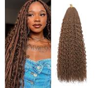 BLTYXT Goddess Boho Box Braids Crochet hair 24 Inch 8 Packs Pre Looped Water Wave Crochet Hair for Women Hair Extension (30, 24 Inch(8 Packs))