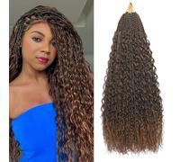 BLTYXT Goddess Boho Box Braids Crochet hair 24 Inch 8 Packs Pre Looped Water Wave Crochet Hair for Women Hair Extension (T30, 24 Inch(8 Packs))