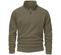 Blu Apparel Mens 1/4 Zip Fleece Sweater Mid Weight Hiking Outdoor Camping Jumper For Men Pullover (UK, Alpha, S, Regular, Regular, Khaki)