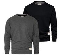 Blu Apparel Mens Jumper Premium Branded Crew Neck Cotton Sweater Pullover Sweatshirt Jumpers for Men UK Black Navy Charcoal S M L XL 2XL (UK, Alpha, S, Regular, Regular, Black & Charcoal Marl)