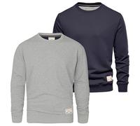 Blu Apparel Mens Jumper Premium Branded Crew Neck Cotton Sweater Pullover Sweatshirt Jumpers for Men UK Black Navy Charcoal S M L XL 2XL (UK, Alpha, 3XL, Regular, Regular, Navy & Grey Marl)