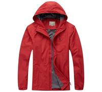 Blu Apparel Mens Waterproof Rain Jacket Premium Branded Walking Hiking Everyday wear Jacket Windproof (UK, Alpha, S, Regular, Regular, Red)