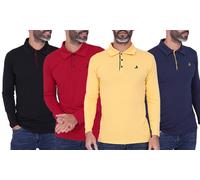 Blu Apparel Men'sLong Sleeve Joshua Polo Shirts: White and Navy/Small