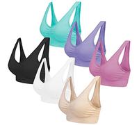 Blu Apparel Multipack Seamless Comfort Bras Sleep Bras Sizes 8-24 Not Padded Wireless (UK, Alpha, 3XL, Regular, Regular, Black/White/Nude/Aqua/Pink/Lilac 6 Pack)
