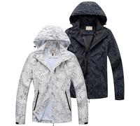 Blu Apparel Womens Waterproof Jackets Lightweight Ladies Rain Jacket for Women Outdoor Hiking Printed Breathable (UK, Numeric, 10, Regular, Regular, Black & White 2 Pack)