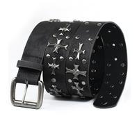 blu&ben Studded Belt for Women Y2K Metal Punk Rock Style Rivet Belts with Cross Rivet for Jeans Pants, Black, L:fits waist 38"-41"