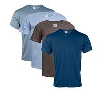 Blu Cherry 4 Pack Boys Girls Unisex Plain Cotton Blank UK Size Basic T-Shirt Top Assorted Multi Pack- Casual Relaxed (Dust Blue/Deep Sky/Charcoal/Poseidon, 12-13 Years)