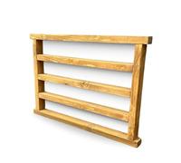 BLU Coast Solid Wood Wall Hanging Spice Rack, Rustic Spice Organiser, Herb & Seasoning Kitchen Storage Shelves, 70cm x 71cm - Jacobean