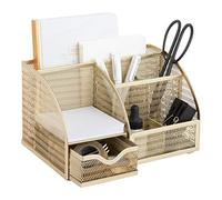 Blu Monaco Designer Metal Desk Organizer - Gold Finish - Desk Accessories - Storage for Paper & Office Supplies - Decorative Home or Office