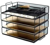 Blu Monaco Desk Organizers and Accessories Stackable Paper Tray - 4 Tier Stackable Letter Trays - Black Metal Mesh File Holder Organizer
