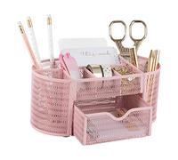 Blu Monaco Pink Desk Organizer - Feminine and Functional Office Desk Accessories - Metal Construction - 8 Compartments - Light Pink